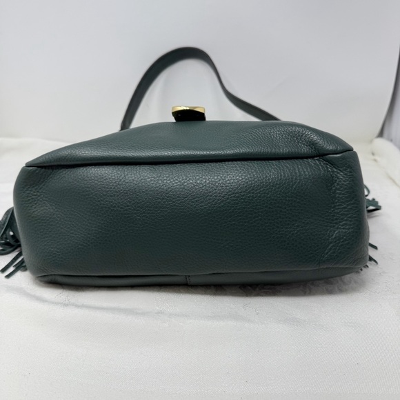 Gilli Genuine Leather Fringe Shoulder Bag – Green Hobo Tote with Tassel Detail - Picture 4 of 16